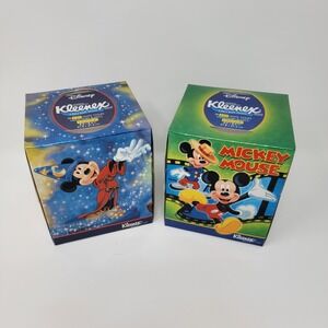 2 Vintage KLEENEX Tissue Box Disney MICKEY MOUSE 75th Anniversary Fantasia Film